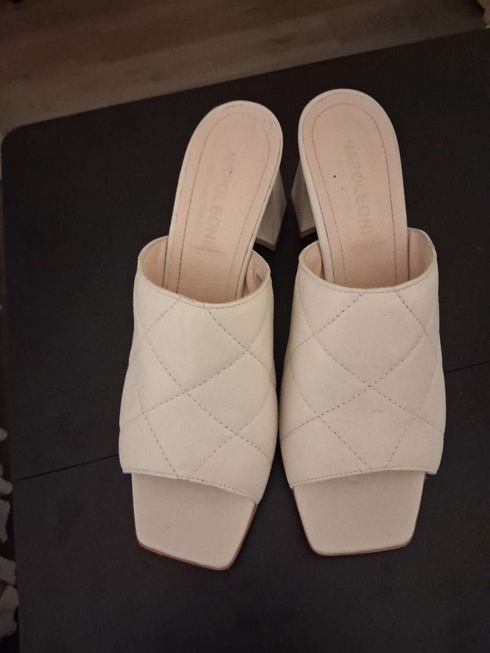 Napoleoni  Women Sandals Leather Made in Italy Cream. Size 11